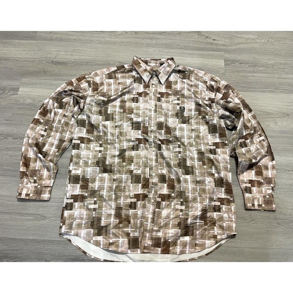 Enyce Clothing Co VTG Mens Button Up Shirt 2XL Brown Abstract 90s Streetwear Y2K